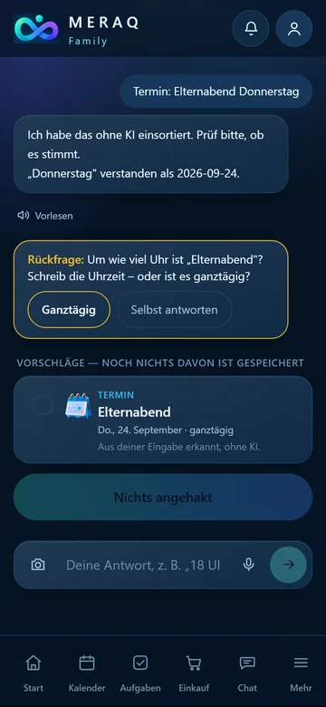 Assistent mit Rückfrage und Terminvorschlag
