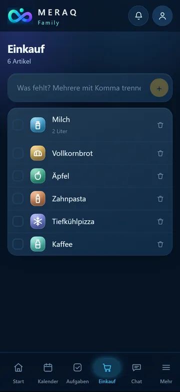 Einkaufsliste mit Symbolen