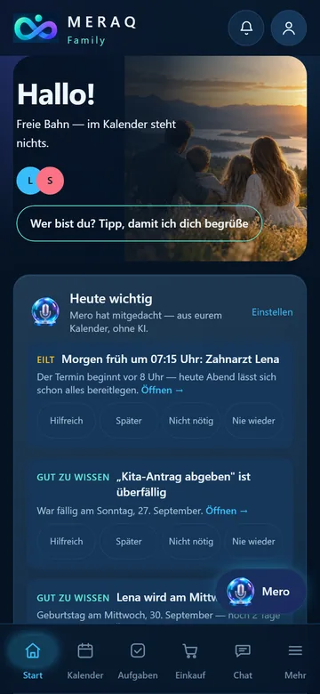 Startseite mit Heute wichtig