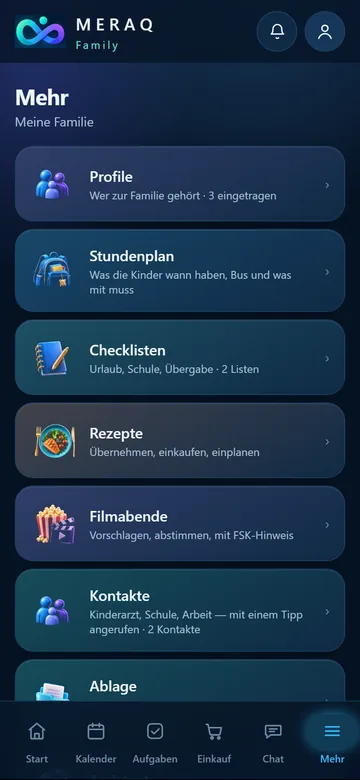 Das Menü Mehr
